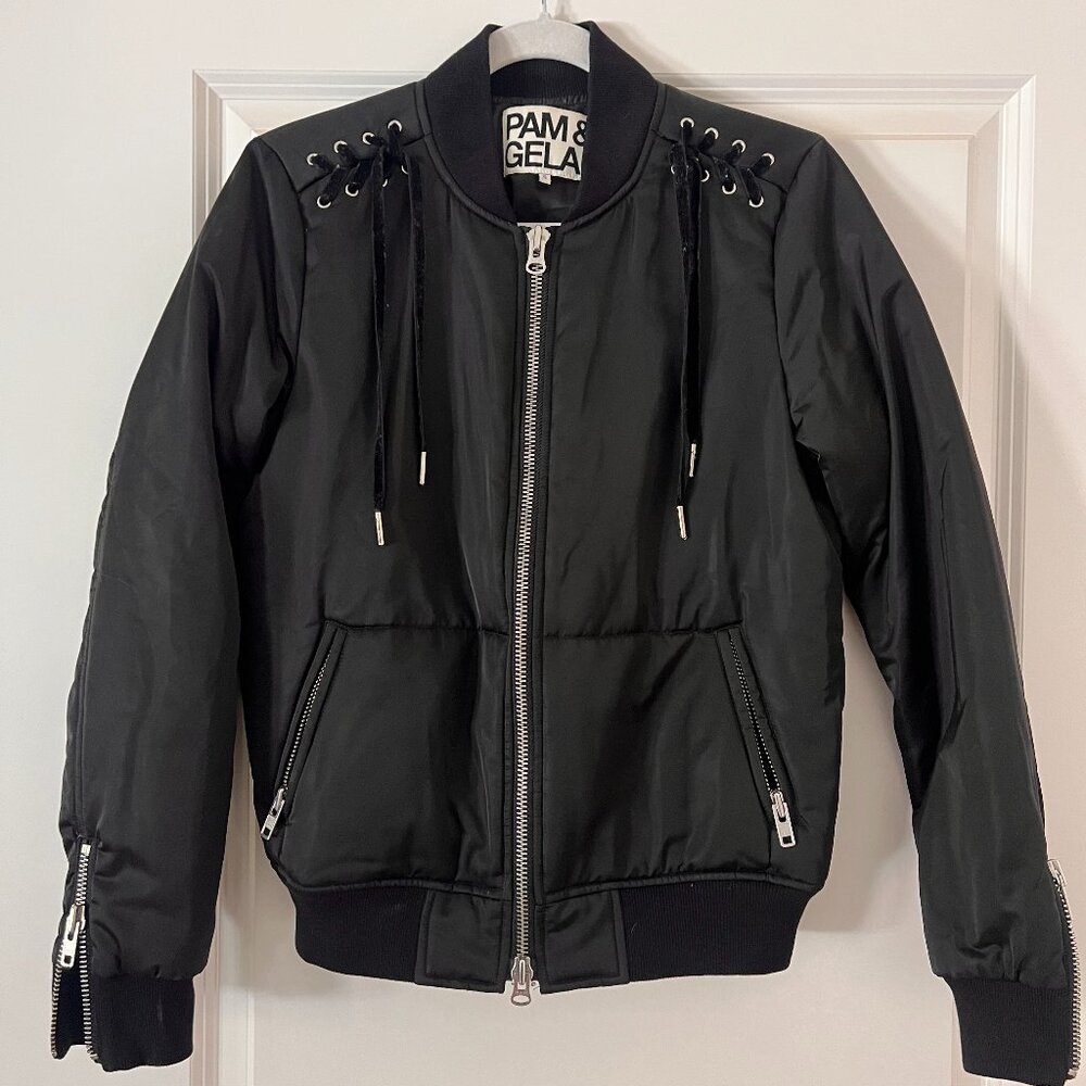 Pam & Gela bomber jacket with lacing detail
